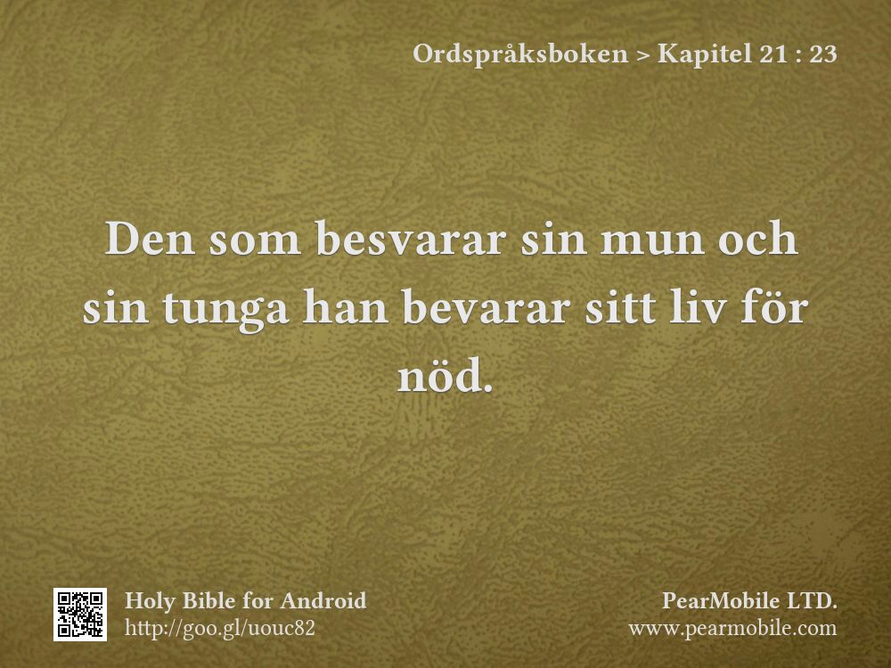 Ordspråksboken, Kapitel 21:23